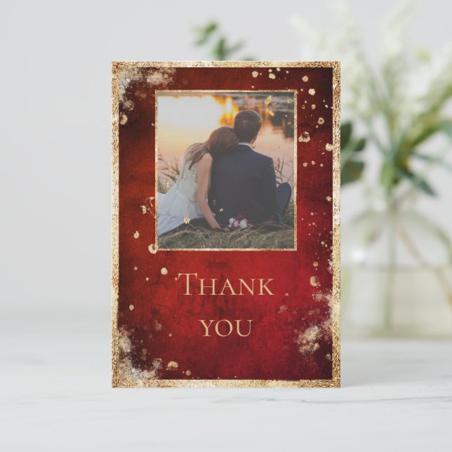 Tarjeta de agradecimiento plana rústica con foto e (Anverso de pie)