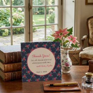 Tarjeta de agradecimiento plana vintage floral