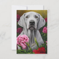 Tarjeta de agradecimiento plana Weimaraner 3 x 5 (