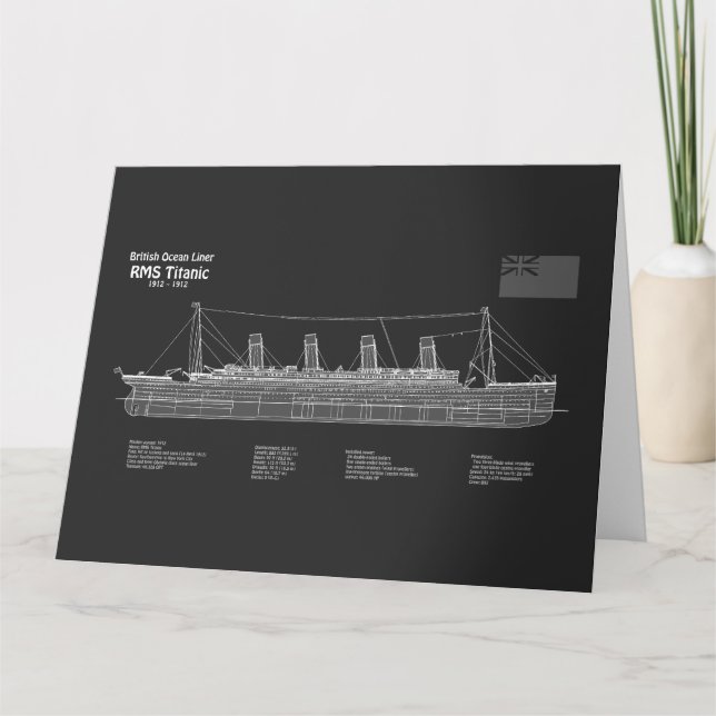 Tarjeta De Agradecimiento Planes RMS Titanic Ship Blueprint PBD (Anverso)