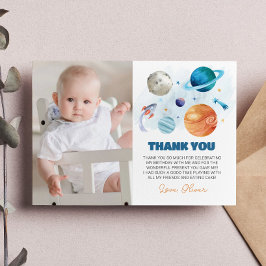 Tarjeta De Agradecimiento Planetas del espacio exterior Foto de cumpleaños -