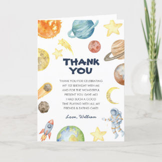 Tarjeta De Agradecimiento Planetas del espacio ultraterrestre