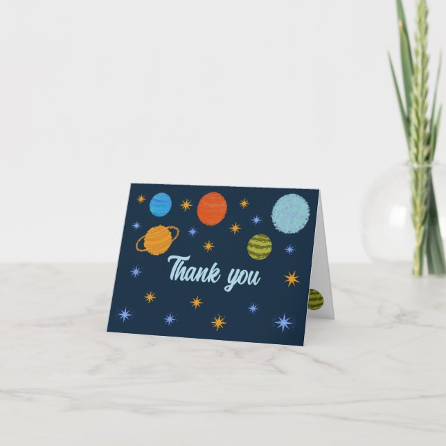 Tarjeta De Agradecimiento Planetas espaciales Galaxy Stars Boy Gift (Anverso)