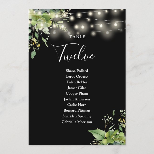 Tarjeta De Agradecimiento Plano de asientos florales de verdor Número de tab (Anverso)