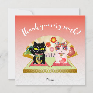 Tarjeta De Agradecimiento Plano de Poiluna Lucky Neko