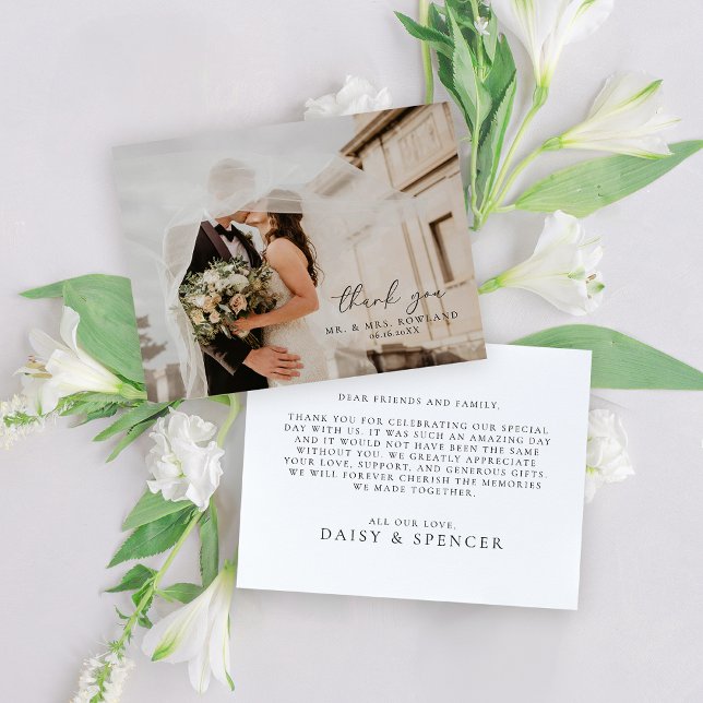 Tarjeta De Agradecimiento Plano simple de escritura y Boda de fotos (Subido por el creador)