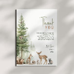 Tarjeta De Agradecimiento Plano vertical Baby Shower de animales de bosque f<br><div class="desc">Presentamos a nuestros animales de bosque de árboles, ducha vertical de bebé, tarjeta de agradecimiento, perfecto para una celebración tibia y caprichosa! Con un tema de la historia del bosque acuático con adorables criaturas como zorro, oso marrón, conejito y ciervo, es ideal para una ducha de género neutro. Este diseño...</div>