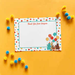 Tarjeta De Agradecimiento Planos Personalizados con Lunares y Animales de Fi