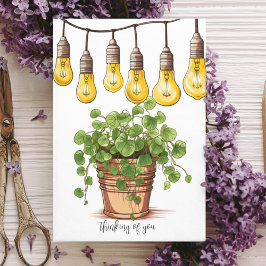 Tarjeta De Agradecimiento Planta con luces de cadena de jardín