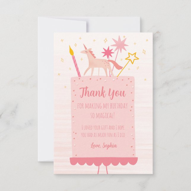 Tarjeta De Agradecimiento Planta de cumpleaños de Unicorn (Anverso)