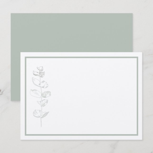 Tarjeta De Agradecimiento Planta de eucalipto verde simple estacionaria mode (Anverso / Reverso)