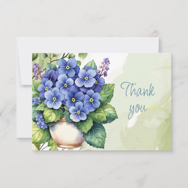 Tarjeta De Agradecimiento Planta de Interior Flores Violeta Africana Gracias (Anverso)