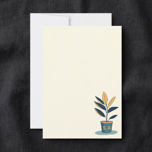 Tarjeta De Agradecimiento Planta de la casa de pozo, iniciales monogramadas