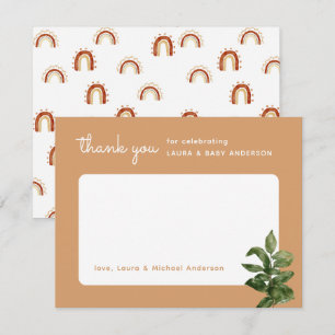 Tarjeta De Agradecimiento Planta neutral Boho Rainbow Baby Shower