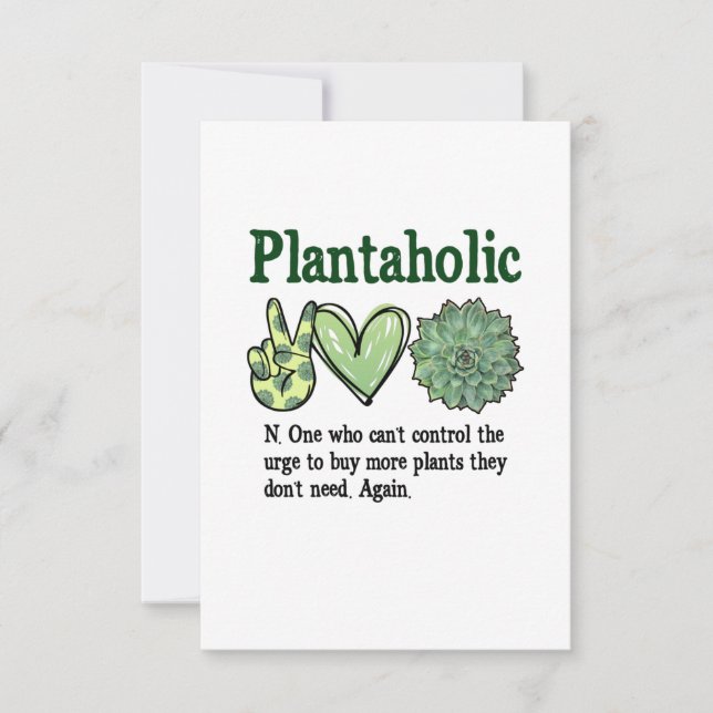 Tarjeta De Agradecimiento Plantaholic Funny Plant (Anverso)
