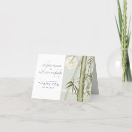 Tarjeta De Agradecimiento Plantas de bambú y Ilustracion de grúa