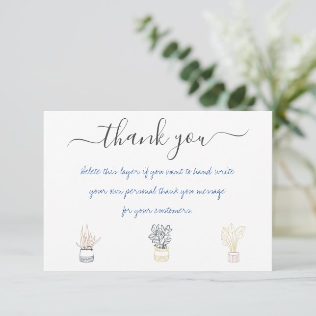 Tarjeta De Agradecimiento Plantas domésticas escritas a mano gracias inserta (Anverso de pie)