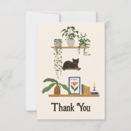 Tarjeta De Agradecimiento Plantas, Gatos Y Libros - Estética Del Gato De Boo