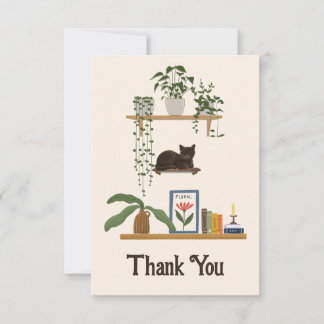 Tarjeta De Agradecimiento Plantas, Gatos Y Libros - Estética Del Gato De Boo