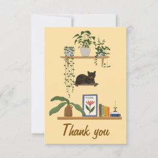 Tarjeta De Agradecimiento Plantas, Gatos Y Libros - Estética Del Gato De Boo