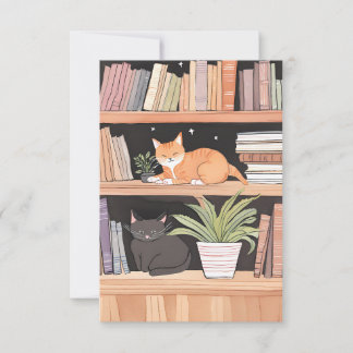 Tarjeta De Agradecimiento Plantas, Gatos Y Libros - Estética Del Gato De Boo