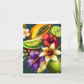 Tarjeta De Agradecimiento Plantas Tropicales De Fruta Flores Pintando Cuadro