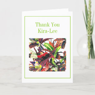 Tarjeta De Agradecimiento Plantas Tropicales Foliage Vírgenes Acuarela