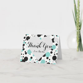 Tarjeta De Agradecimiento Plata de la BRIDE y punto de Polka azul Verde azul
