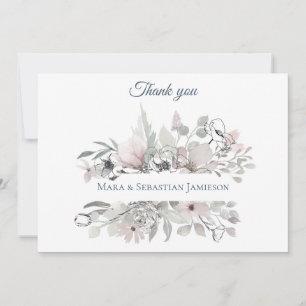 Tarjeta De Agradecimiento ~* Plata floral Rosa AR17 Boda elegante de moda