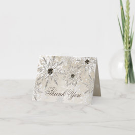 Tarjeta De Agradecimiento plata oro Nieve ducha de novia de invierno Gracias