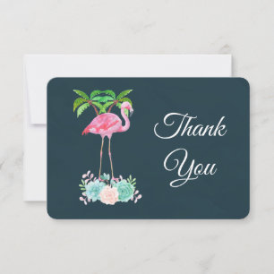 Tarjeta De Agradecimiento Plátanos de Flamingo Rosa y Suculentos Gracias