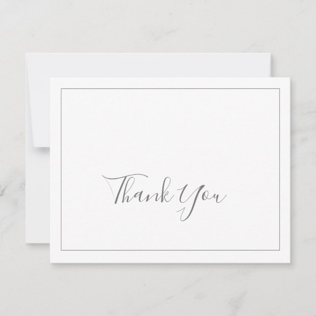 Tarjeta de agradecimiento plateada minimalista (Anverso)