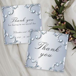 Tarjeta De Agradecimiento Platinum Diamonds Elegante Boda formal clásico