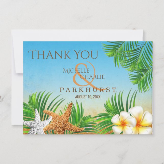 Tarjeta De Agradecimiento Playa costera - Gracias (Anverso)