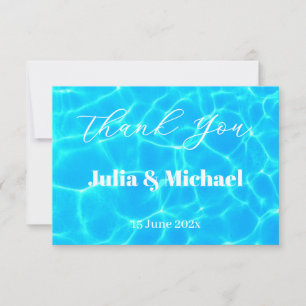 Tarjeta De Agradecimiento Playa de Agua Azul & Boda de Destino Tema Oceánico