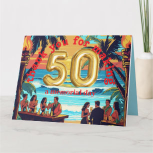 Tarjeta De Agradecimiento playa de isla tropical de tiki luau