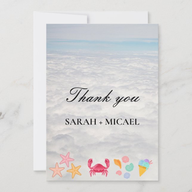 Tarjeta De Agradecimiento Playa de verano de acuarela moderna (Anverso)
