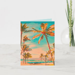 Tarjeta De Agradecimiento Playa hawaiana vintage de PixDezines/Verde azulada