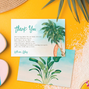 Tarjeta De Agradecimiento Playa tropical Bebé a bordo de una ducha de bebé p