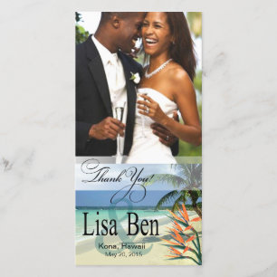 Tarjeta De Agradecimiento Playa Tropical de Agua Esmeralda Gracias Foto