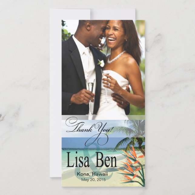 Tarjeta De Agradecimiento Playa Tropical de Agua Esmeralda Gracias Foto (Anverso)