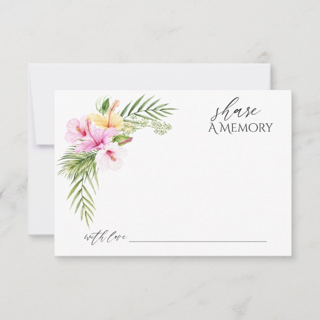 Tarjeta De Agradecimiento Playa tropical floral comparte memoria (Anverso)