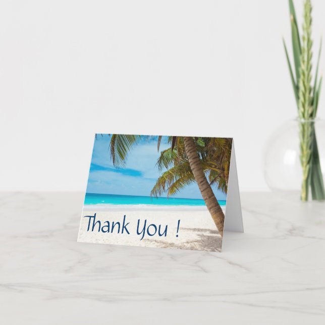 Tarjeta De Agradecimiento Playa Tropical Turquesa (Anverso)