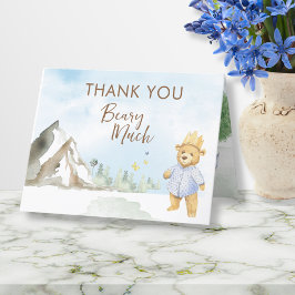 Tarjeta De Agradecimiento Playas Neutrales Bear Crown Baby Shower