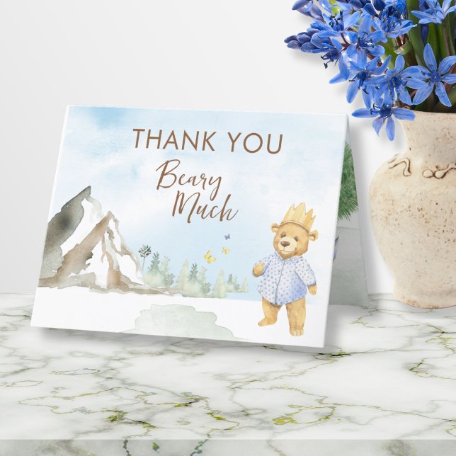 Tarjeta De Agradecimiento Playas Neutrales Bear Crown Baby Shower (Subido por el creador)