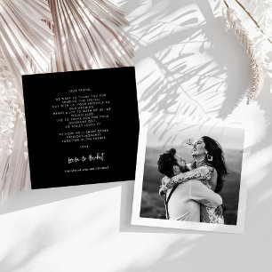 Tarjeta De Agradecimiento Plaza moderna de boda negro
