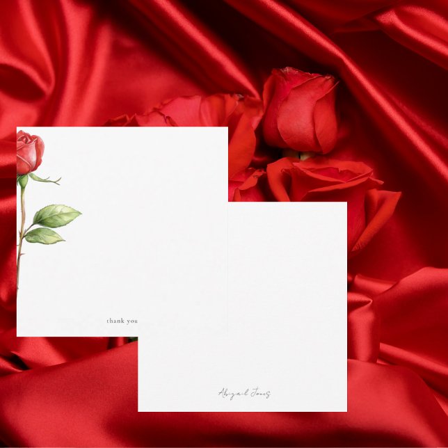Tarjeta De Agradecimiento Plaza personalizada de Red Rose Stem (Subido por el creador)
