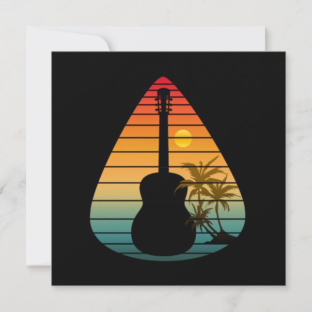 TARJETA DE AGRADECIMIENTO PLECTRO DE GUITARRA DE MODA PUESTA DE SOL  (Anverso)