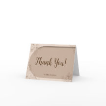 Tarjeta de agradecimiento plegable Beige Boho