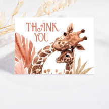 Tarjeta de agradecimiento plegable Boho Giraffe Sa